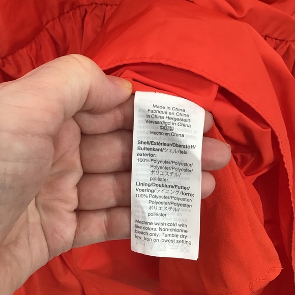 J Crew Ruffled Tiered Taffeta Maxi Dress Orange Red Resort Casual Size 00 - Picture 9 of 9